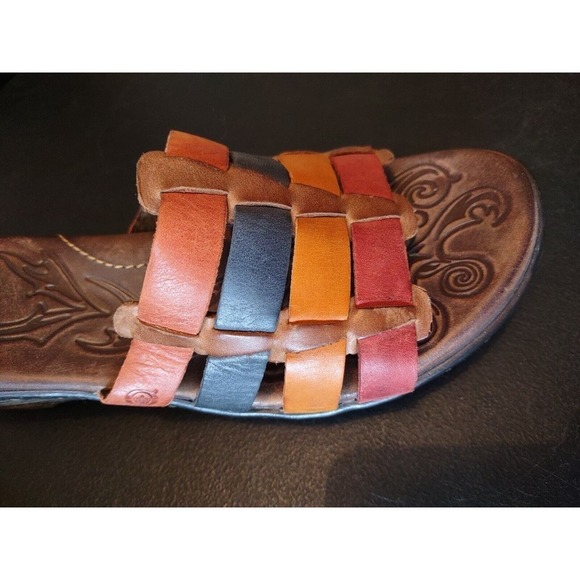 Born LoLo Women's Slide Sandals Brick Multi-Color Distressed Leather 8 US 39 EU - Picture 7 of 8